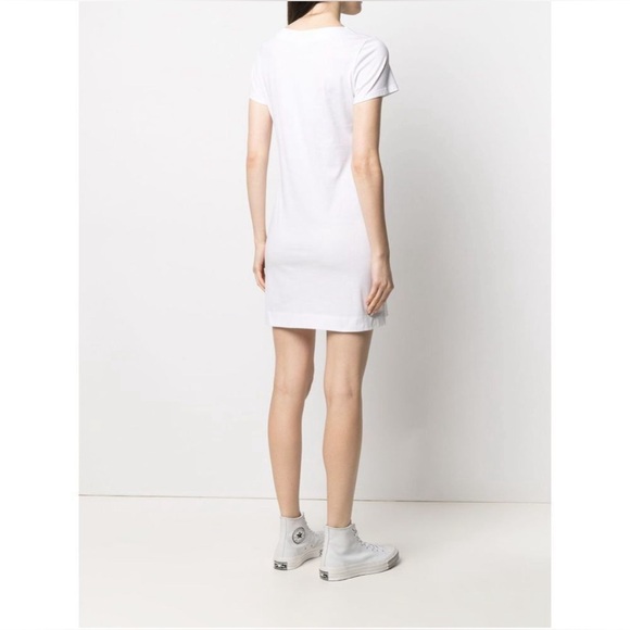 Love Moschino White Cotton Dress with rainbow heart logo - Picture 2 of 9